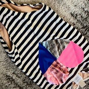 Heart striped bathing suit one piece
